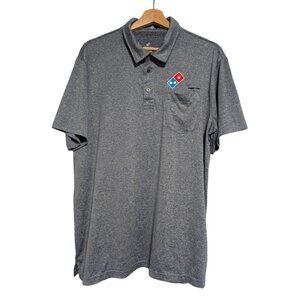 Dominos Pizza Gear Gray Button Polo Shirt Large Employee Uniform Mens Size L